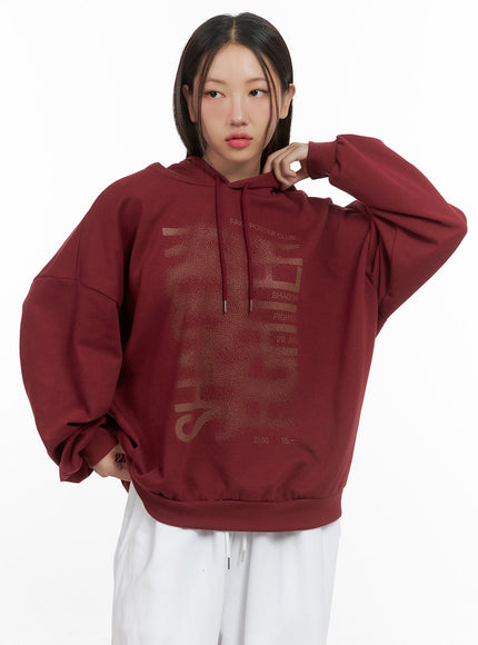 oversized-cotton-hoodie-cs404 / Dark red