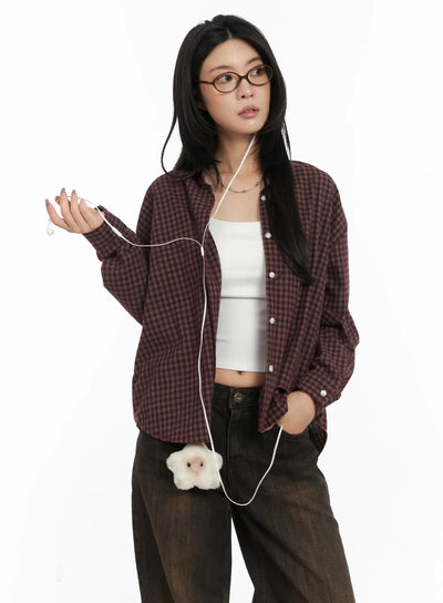 classic-plaid-flannel-shirt-cd502 / Dark red