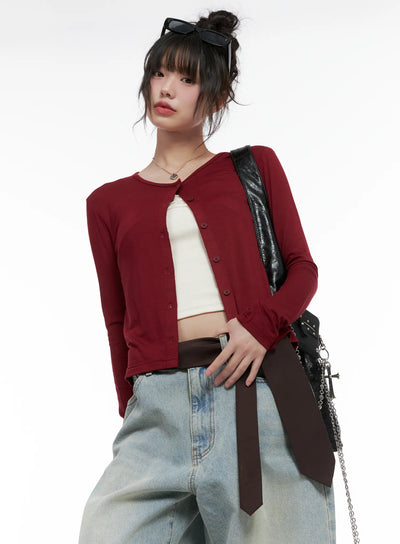 everyday-long-sleeve-cardigan-cg519 / Dark red