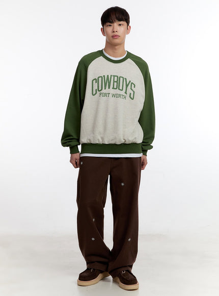 Men's Wide-Leg Pants with Embroidered Flowers IA504