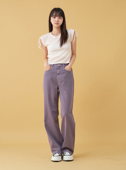 Long Cotton Colored Wide Pants OU15