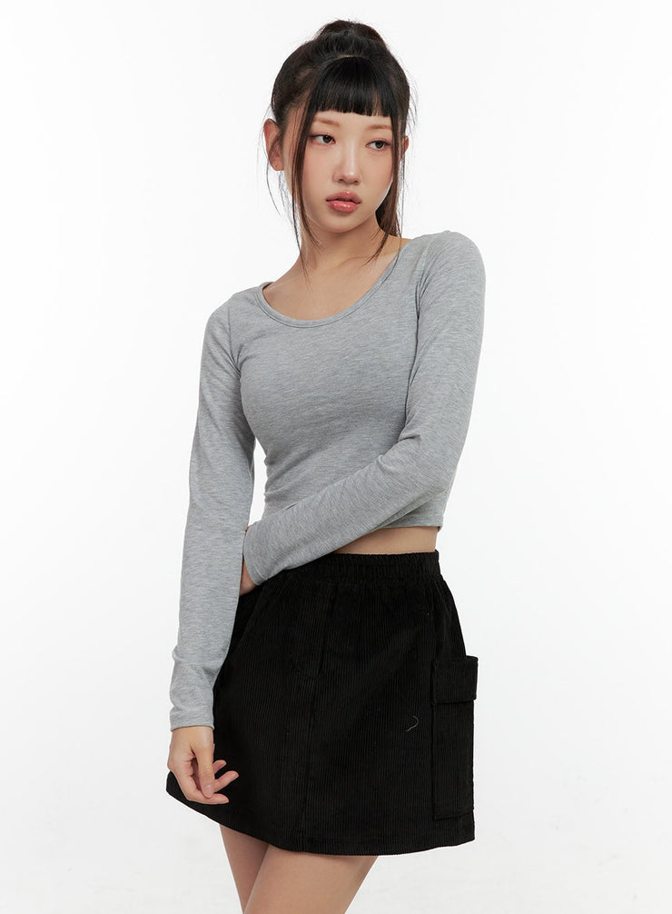 classic-scoop-neck-crop-top-cn404 / Gray