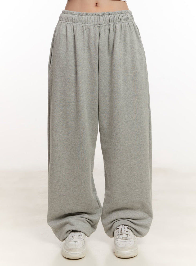 embroidered-wide-leg-sweatpants-cm507 / Gray