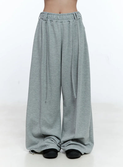 wide-leg-drawstring-sweatpants-cg507 / Gray