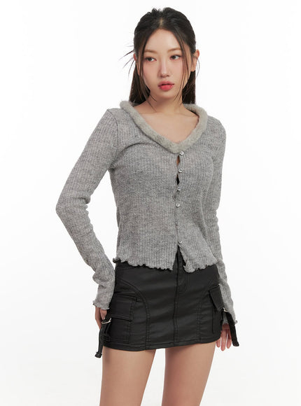 softknit-cardigan-cn428 / Gray