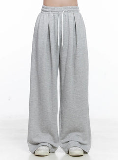 pintuck-wide-leg-sweatpants-cs519 / Gray