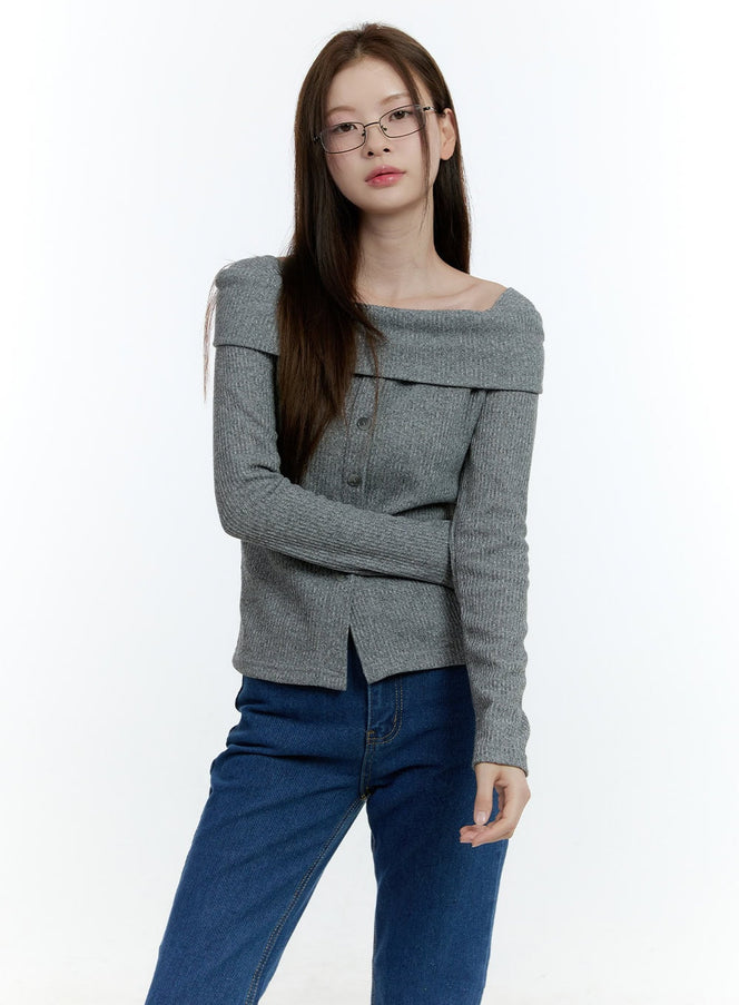 Cozy Buttoned Ribbed Sweater CF504