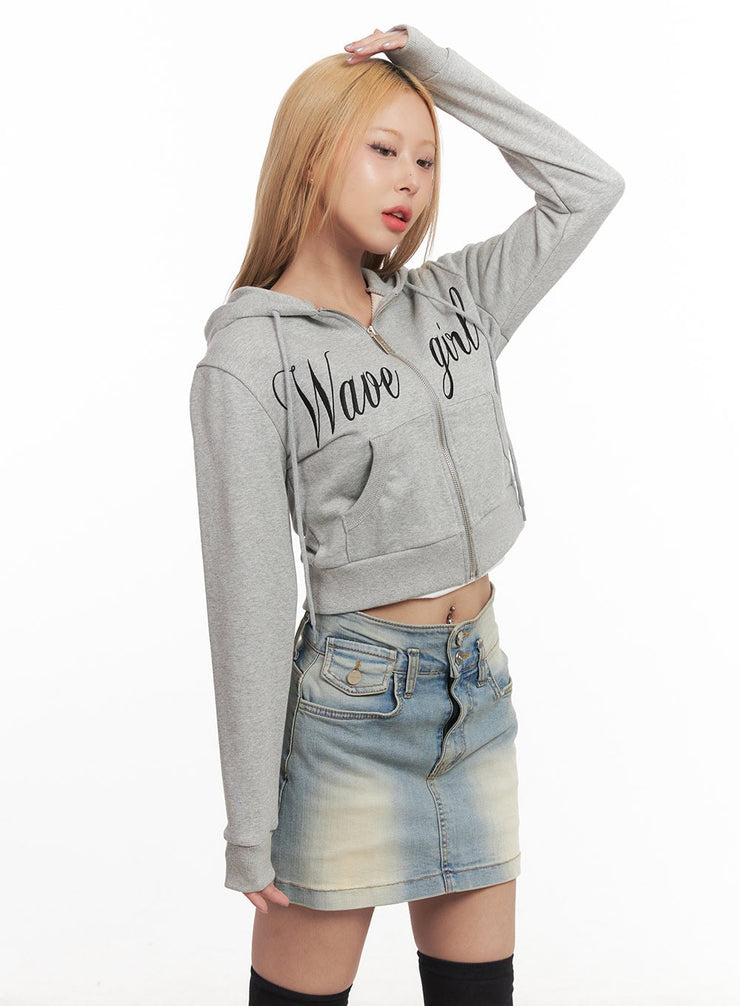 Wavegirl Zip-Up Hooded Crop Jacket CM506