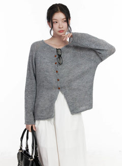 cross-button-knit-cardigan-ca509 / Gray
