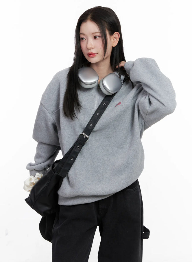 cozy-fleece-half-zip-up-pullover-co530 / Gray