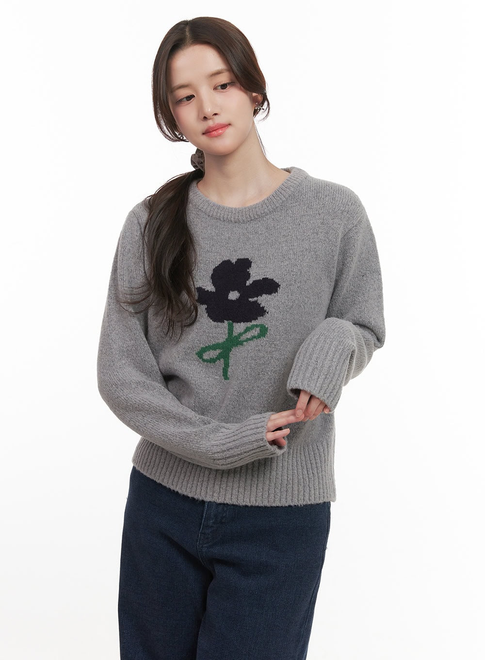 Flower Graphic Knitted Sweater CJ515