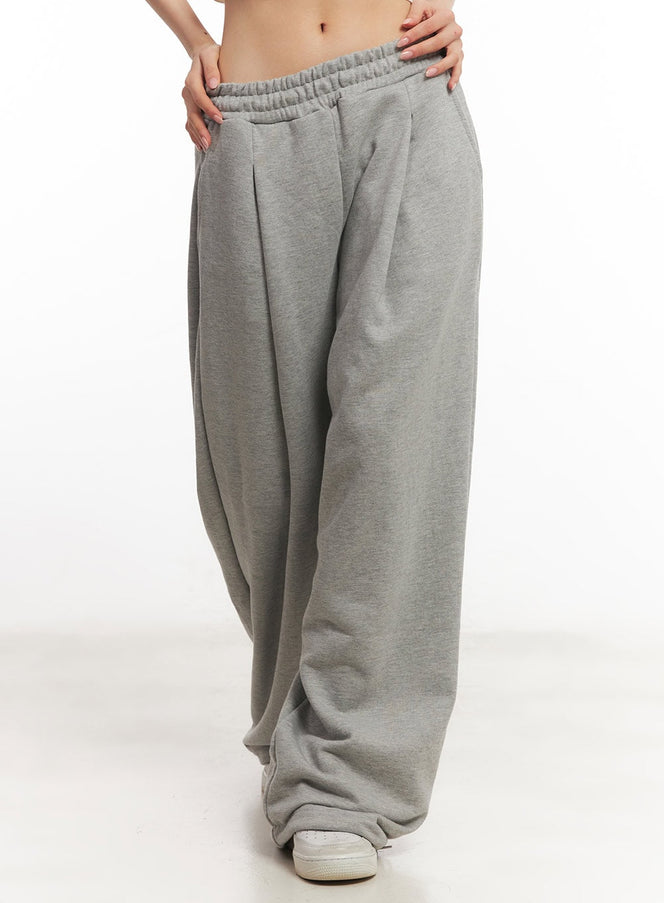 pintuck-wide-leg-sweatpants-ca504 / Gray