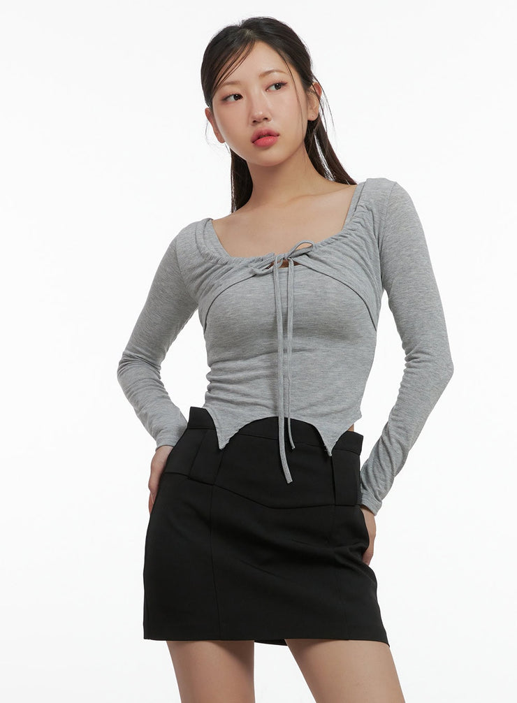 square-cutout-bolero-crop-top-cs405 / Gray