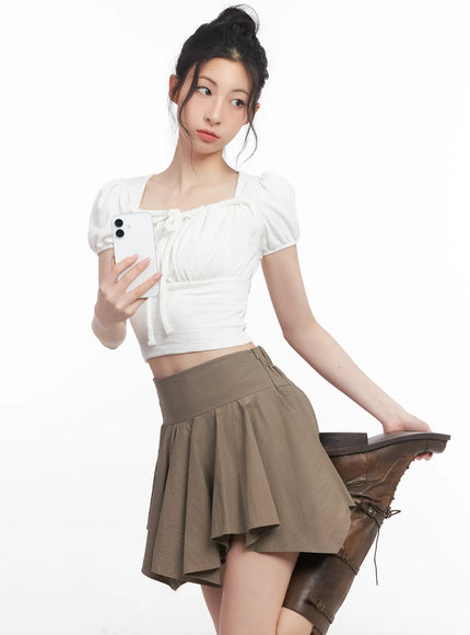 puff-sleeve-square-neck-crop-top-cu510 / White