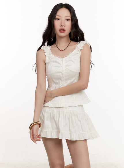 Lace Frill Sleeveless Blouse Top CM510