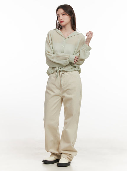 fleece-lined-wide-leg-trousers-cj515 / Light beige