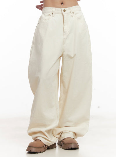 classic-baggy-cotton-pants-cm506 / Light beige