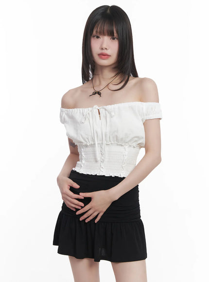 frill-off-shoulder-top-cu519 / White