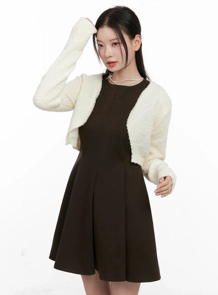 boucle-bolero-cardigan-cn504 / Light beige