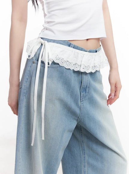 lace-trim-waist-belt-cu511 / White