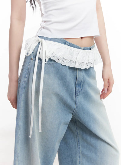 lace-trim-waist-belt-cu511 / White