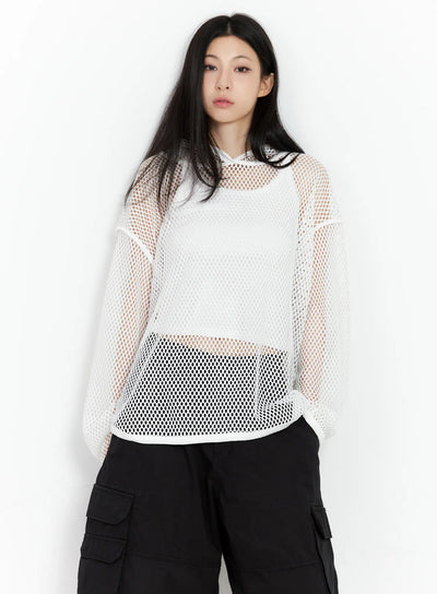 oversized-mesh-hoodie-cu530 / White