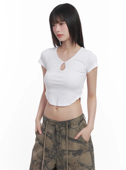 cut-out-crop-tee-cu520 / White