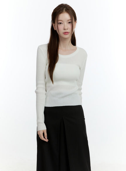 essential-ribbed-long-sleeve-top-cf504 / Light beige