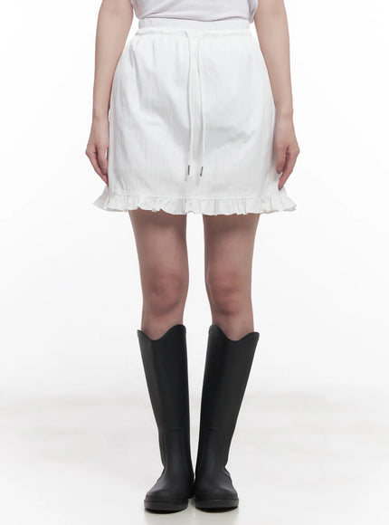 frill-trim-mini-skirt-cu523 / White