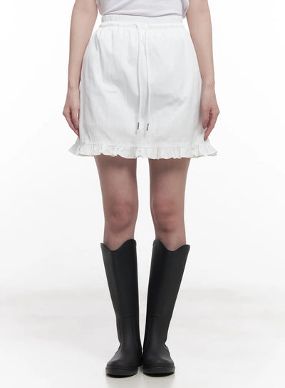 frill-trim-mini-skirt-cu523 / White