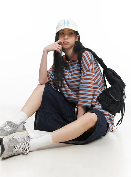oversized-striped-tee-cu510 / Light blue