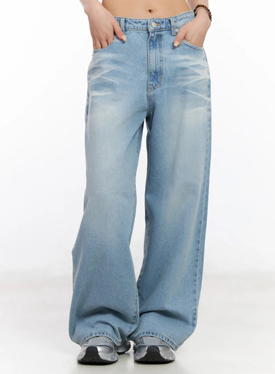 yuqi-vintage-wash-wide-leg-jeans-cf526 / Light blue