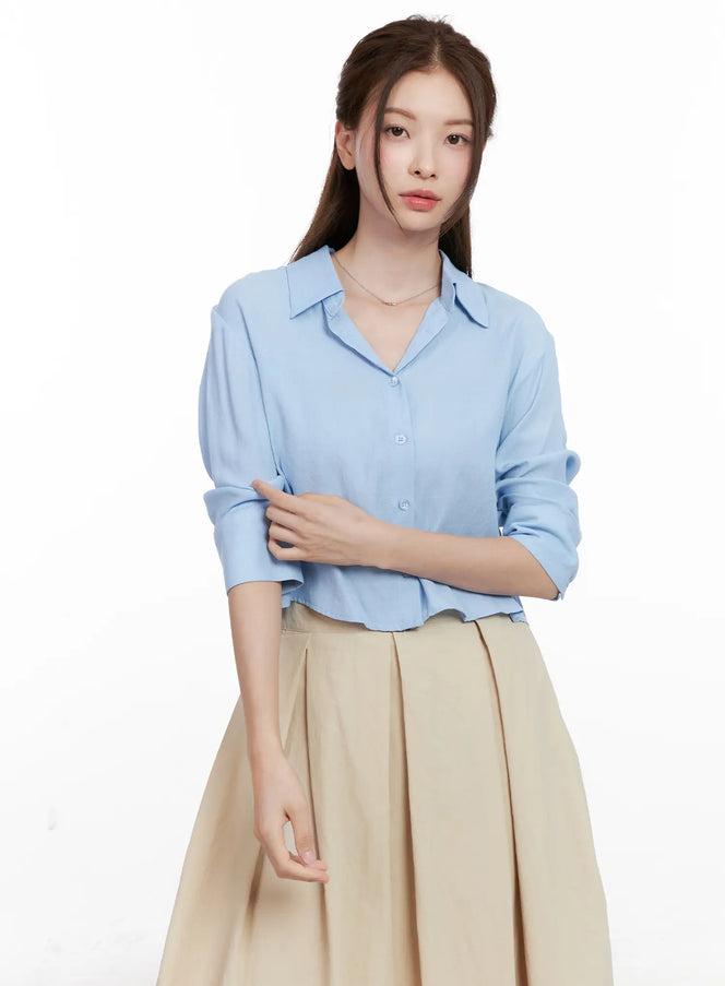 cropped-button-up-shirt-cl524 / Light blue