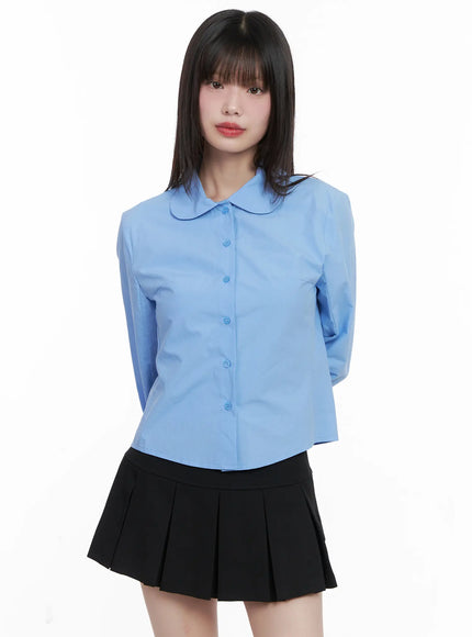 classic-round-button-up-shirt-cg518 / Light blue