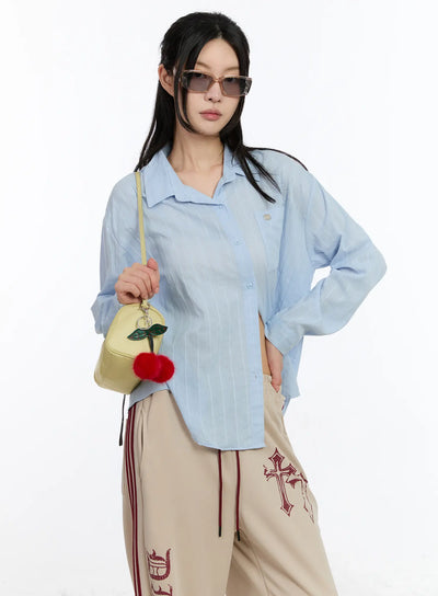 cool-striped-long-sleeve-shirt-ca508 / Light blue