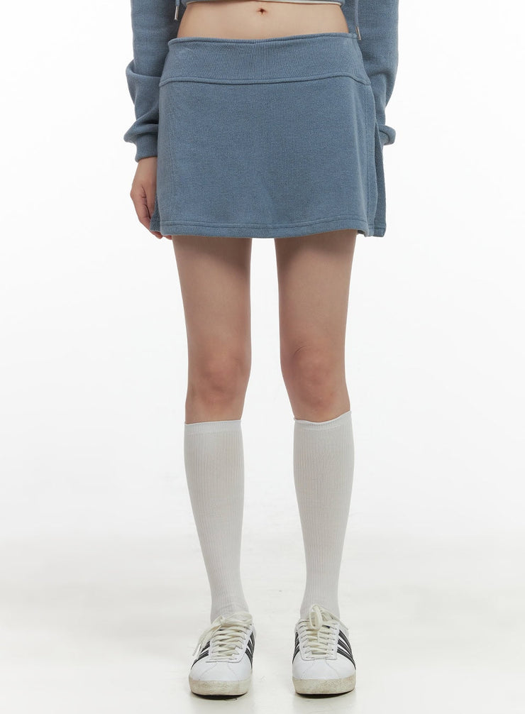 tailored-banded-mini-skirt-cs410 / Light blue