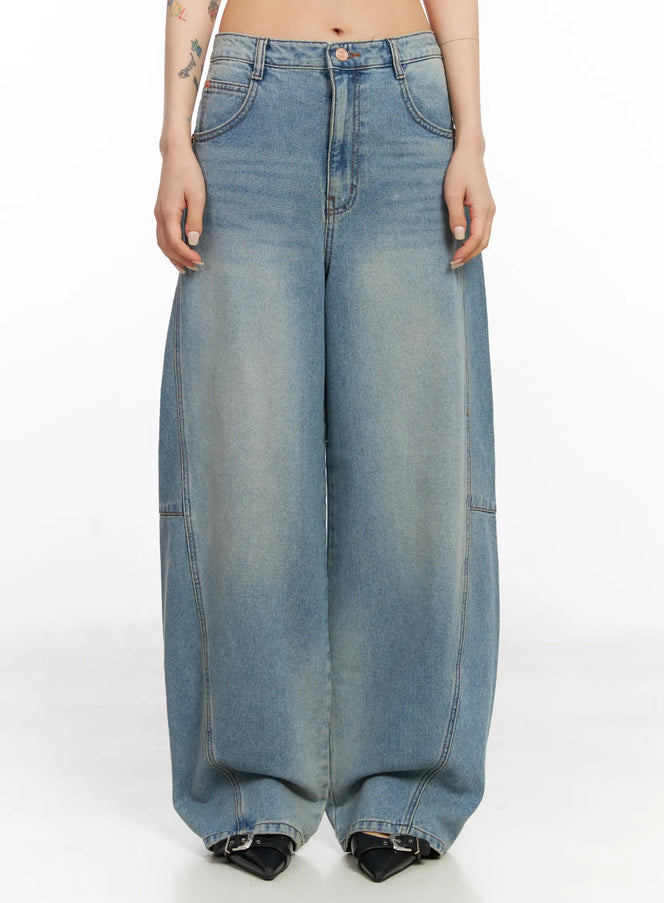frey-washed-wide-leg-jeans-cj523 / Light blue