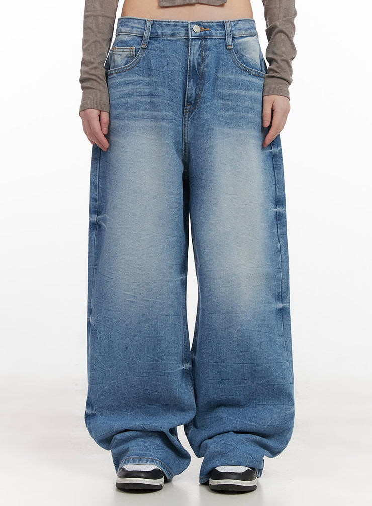 kayla-washed-baggy-jeans-cj524 / Light blue