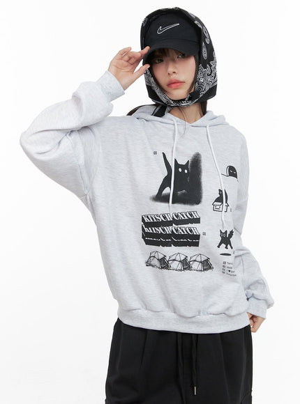 chic-graphic-hooded-sweatshirt-cs412 / Light gray