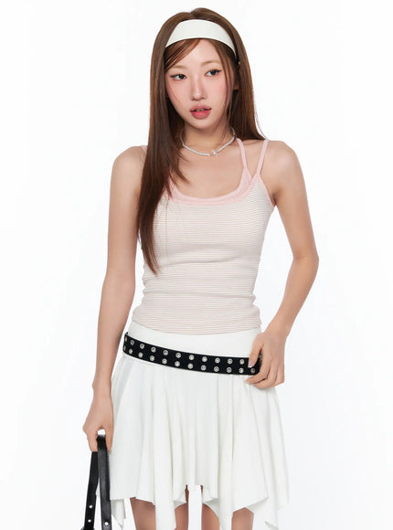 layered-striped-halter-cami-top-ca514 / Light pink