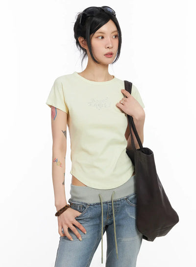 angelic-rhinestone-t-shirt-cm517 / Light yellow