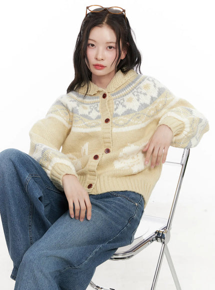 nordic-chunky-knit-cardigan-co530 / Light yellow