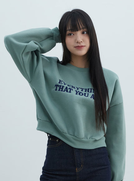 lettering-crop-sweatshirt-on310 / Mint