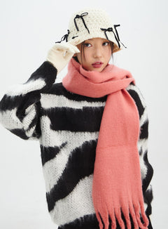 bold-tassel-scarf-in316 / Pink