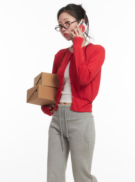 soft-touch-basic-cardigan-ca525 / Red