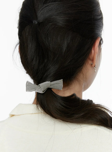 metal-bow-hair-tie-f502 / Silver
