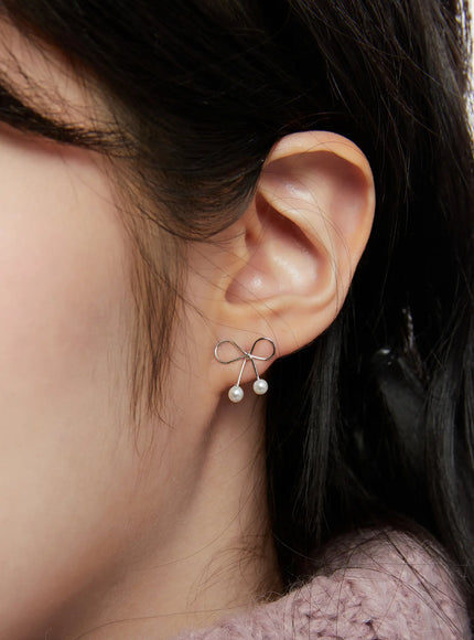 simple-bow-earrings-cd514 / Silver