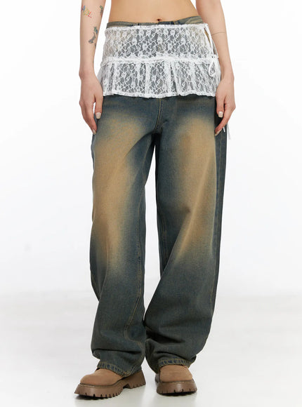 lace-layered-wrap-mini-skirt-cj522 / White