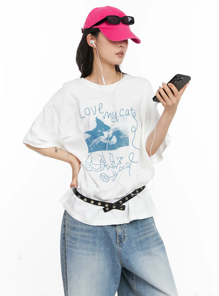 oversized-graphic-tee-cl528 / White