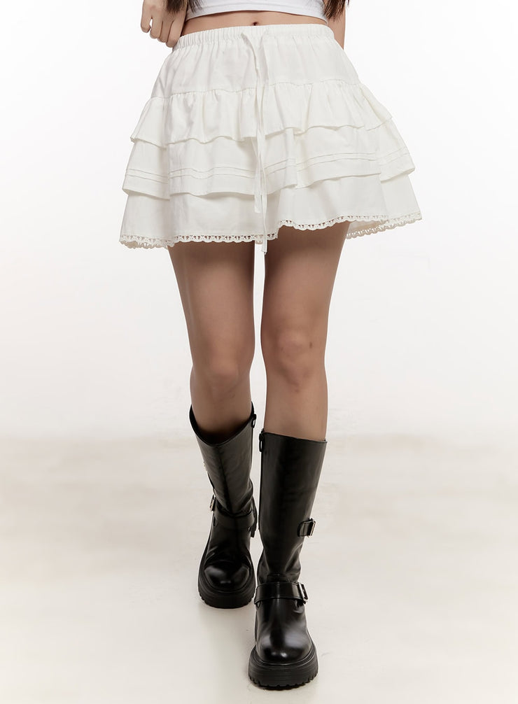 Lace Ruffle Layered Mini Skirt CM510